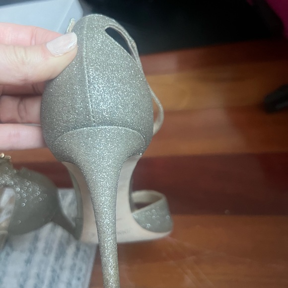 JIMMY CHOO ANNIE 85 Sandal Platinum Ice SZ 38.5 $695 - Picture 6 of 11